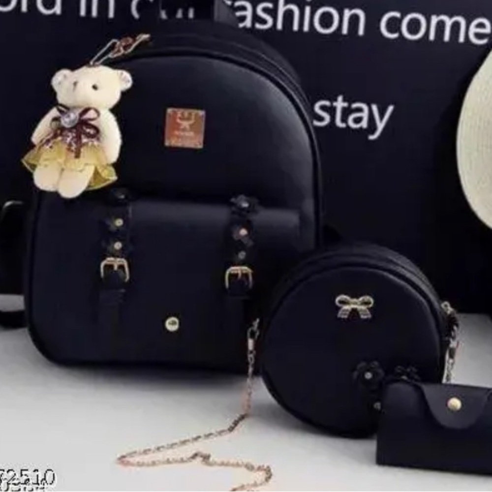 Elegant Black Backpack and Purse Set 4 pieces​